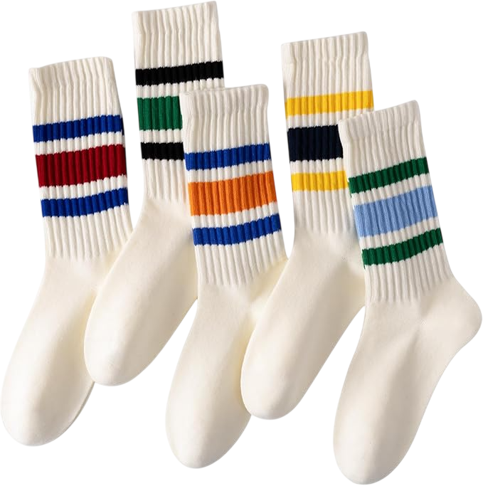 Rototo Striped Crew Socks Seamless, Cream