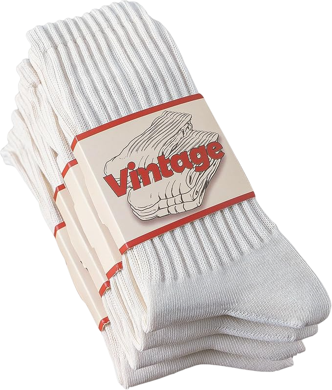 4 Pairs White Socks for Women & Men by Rototo